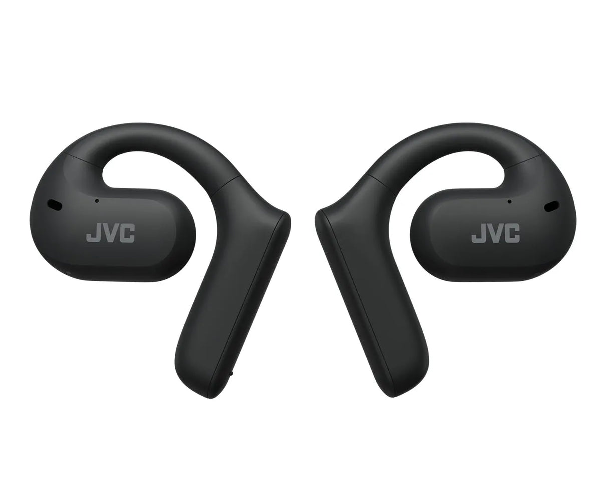 JVC, HA-NP35T-BU, juodos sp. dinaminės ausinės - Šoninis ausinių vaizdas su JVC logotipu
