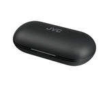 JVC, HA-NP35T-BU, juodos sp. dinaminės ausinės - Šoninis vaizdas su JVC logotipu