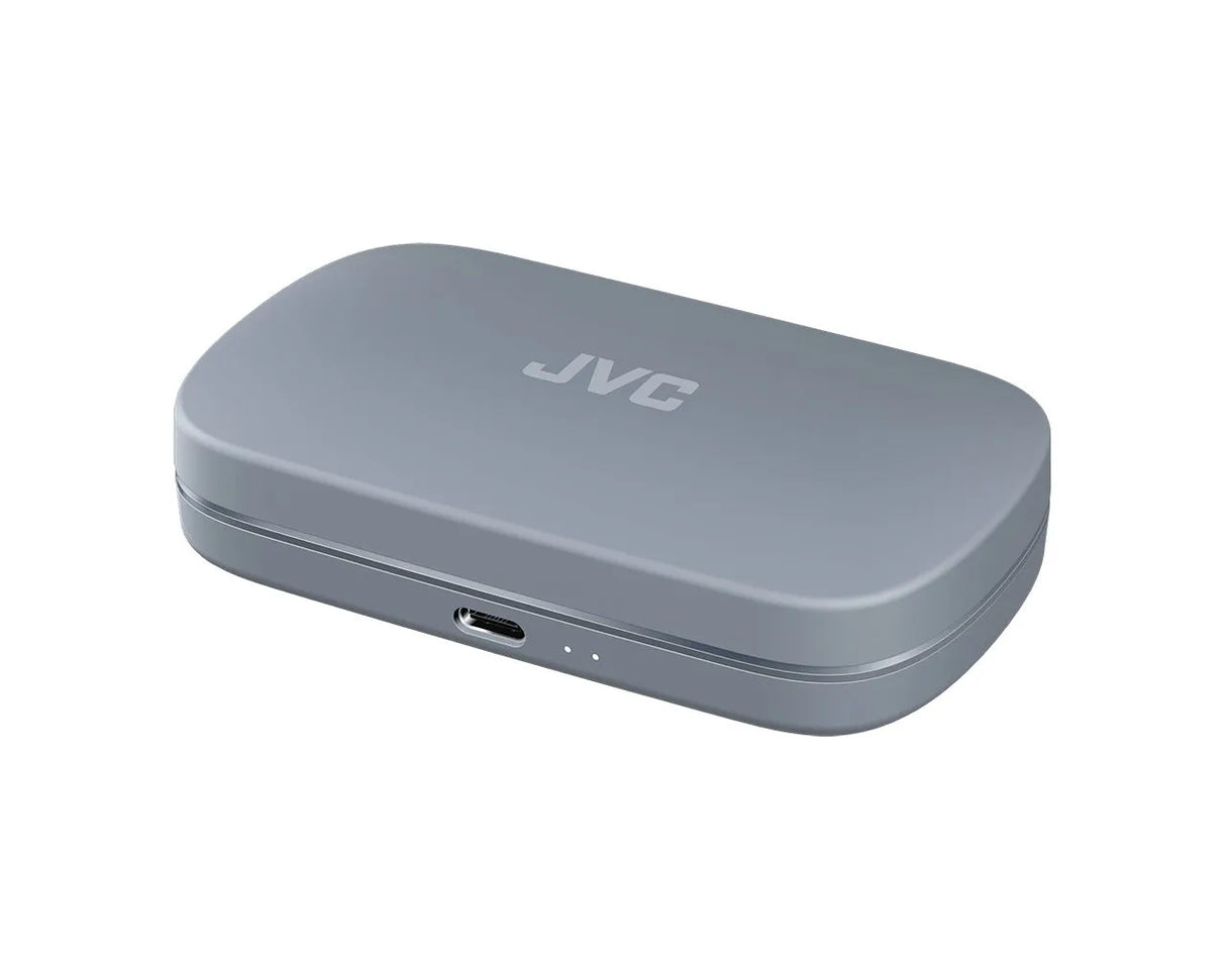 JVC, HA-NP40T-AU, mėlynos sp. dinaminės ausinės - šoninis vaizdas su USB-C jungtimi