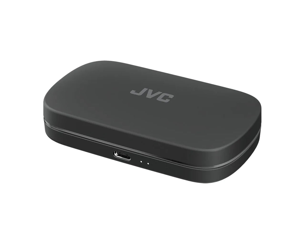 JVC, HA-NP40T-BU, juodos sp. dinaminės ausinės - šoninis vaizdas su USB-C jungtimi