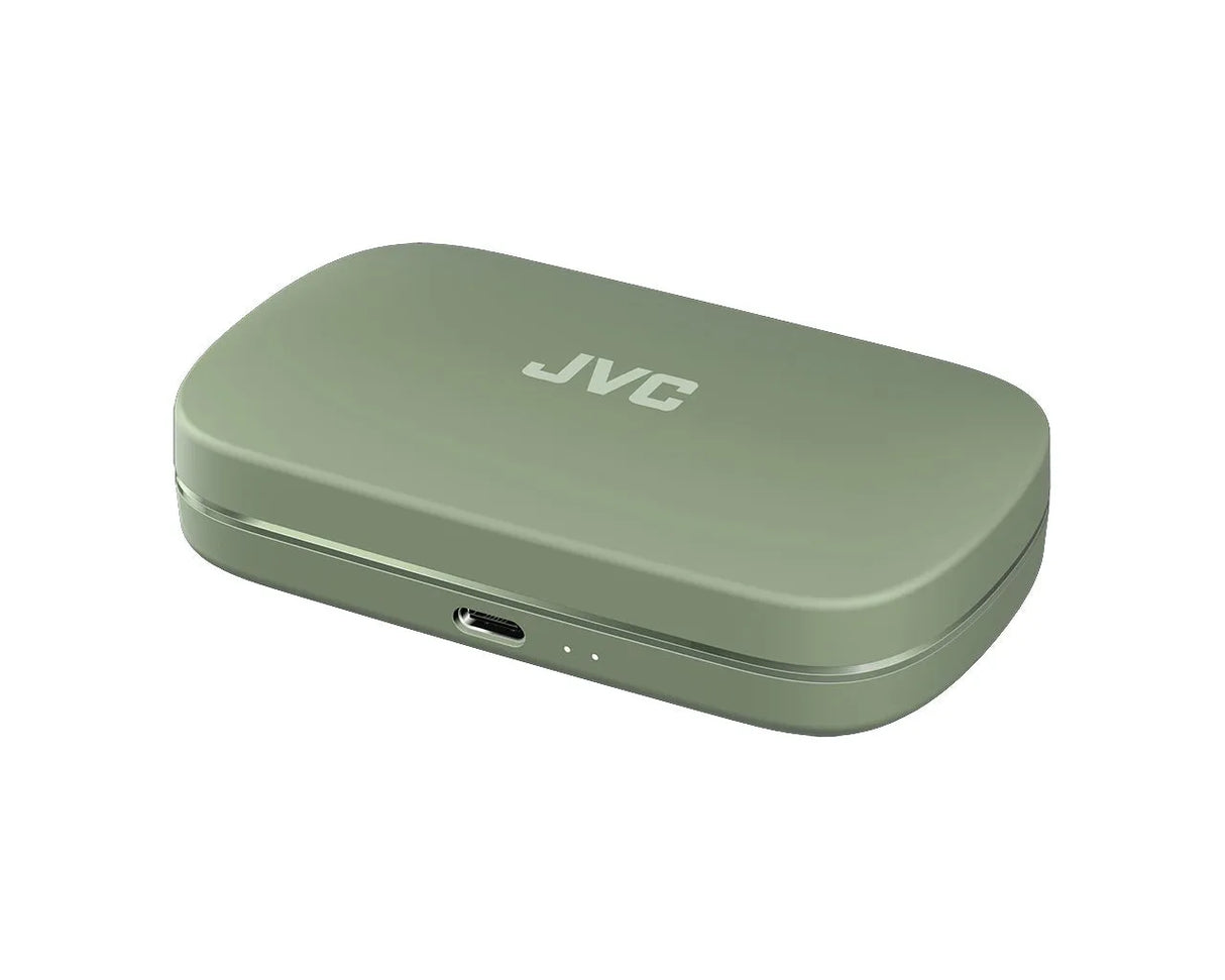 JVC, HA-NP40T-GU, žalios sp. dinaminės ausinės - Šoninis vaizdas su USB-C jungtimi