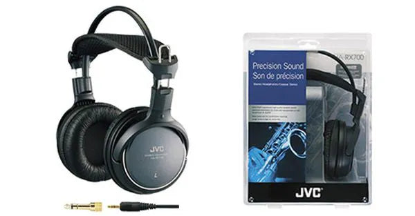 JVC, HA-RX700E, juodos sp. dinaminės ausinės - ausinės pakuotėje su saksofonu
