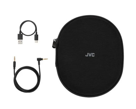 JVC, HA-S100N-BU, juodos sp. dinaminės ausinės - ausinių dėklas ir laidai
