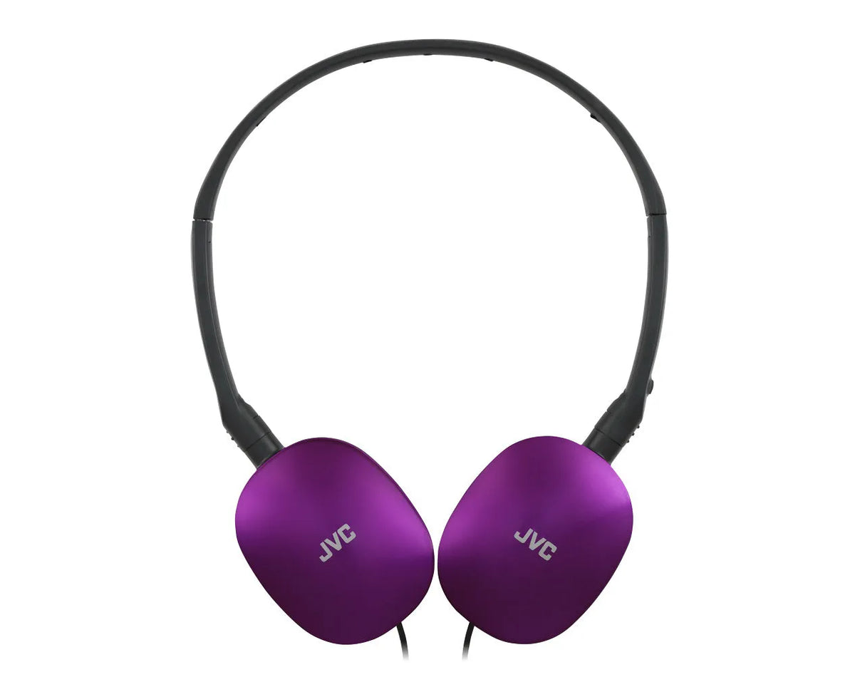 JVC, HA-S160MVU, violetinės sp. dinaminės ausinės - šoninis vaizdas su ausinių lankeliu
