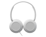 JVC, HA-S31MW-EX, baltos sp. dinaminės ausinės, mikrofonas - Šoninis vaizdas su laidu ir ausinėmis