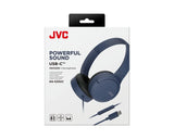 JVC, HA-S33UC-AU, mėlynos sp. dinaminės ausinės, mikrofonas - Pakuotės etiketė su ausinių simboliais