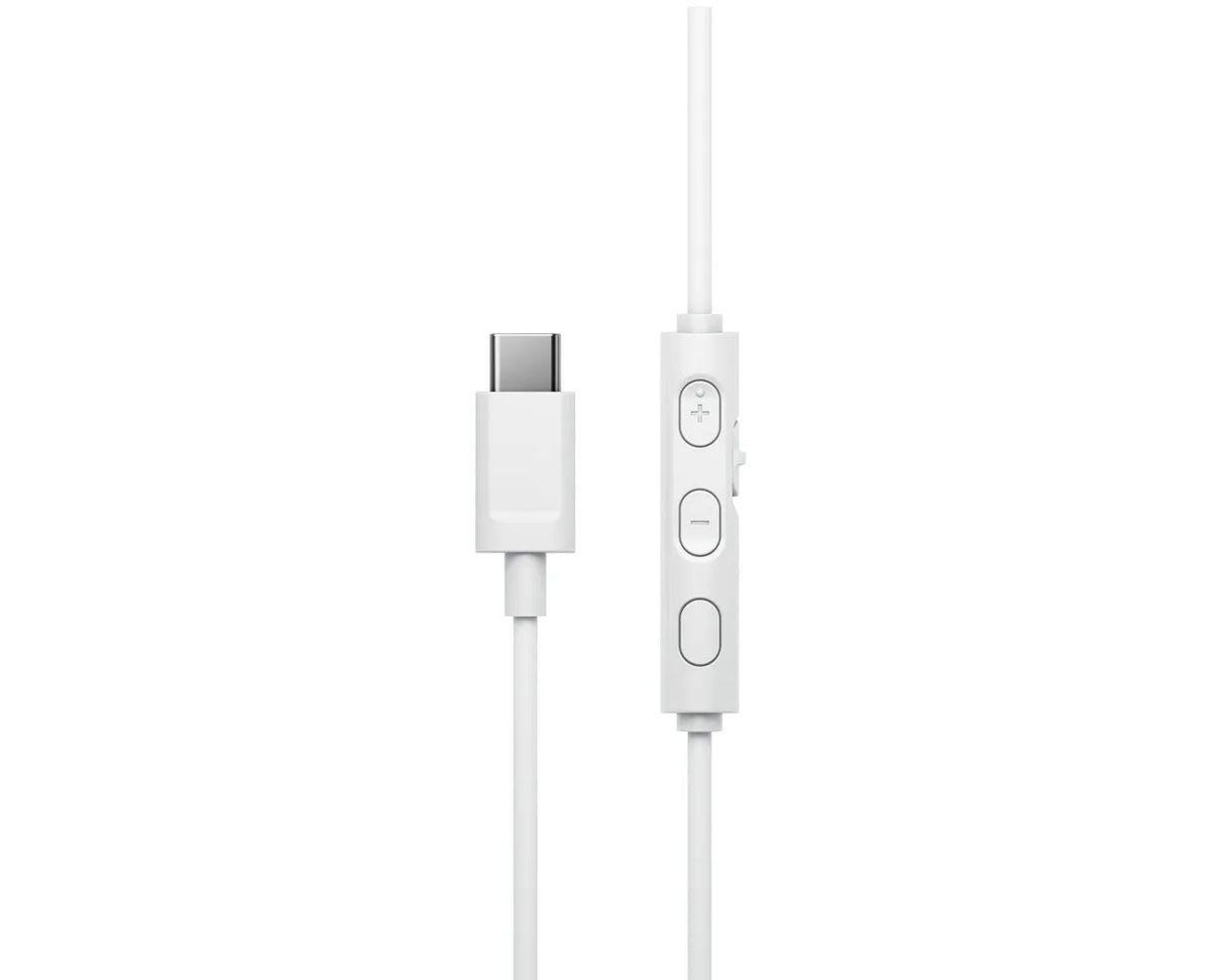 JVC, HA-S33UC-WU, baltos sp. dinaminės ausinės, mikrofonas - Baltas valdymo modulis su mygtukais