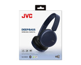 JVC, HA-S36W-AU, mėlynos sp. dinaminės ausinės, mikrofonas - šoninis ausinių vaizdas su pakuote