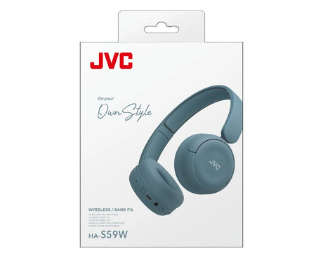 JVC, HA-S59W-AU, retro mėlynos sp. dinaminės ausinės, mikrofonas