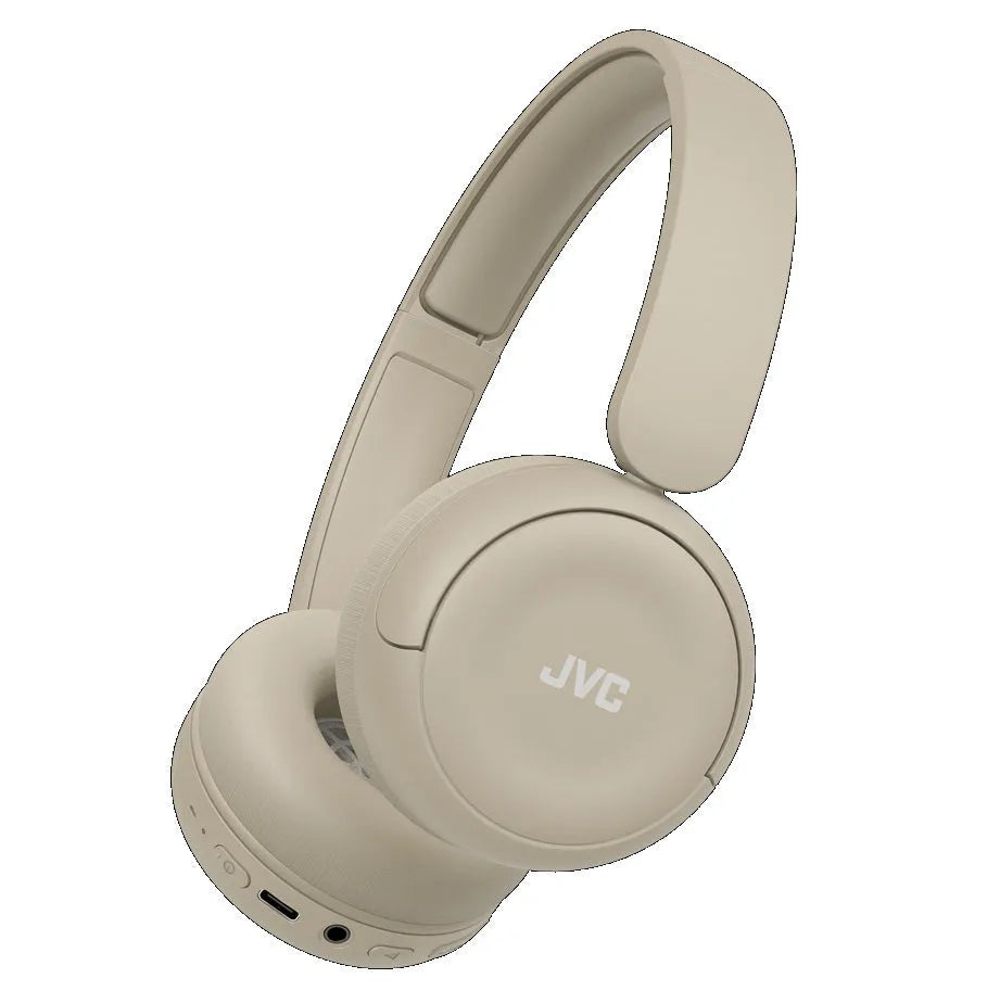 JVC, HA-S59W-CU, matinės smėlio sp. dinaminės ausinės, mikrofonas - šoninis vaizdas su mygtukais ir jungtimis