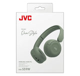 JVC, HA-S59W-GU, chaki žalios sp. dinaminės ausinės, mikrofonas - Šoninis ausinių vaizdas su mygtukais