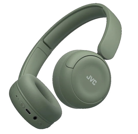 JVC, HA-S59W-GU, chaki žalios sp. dinaminės ausinės, mikrofonas