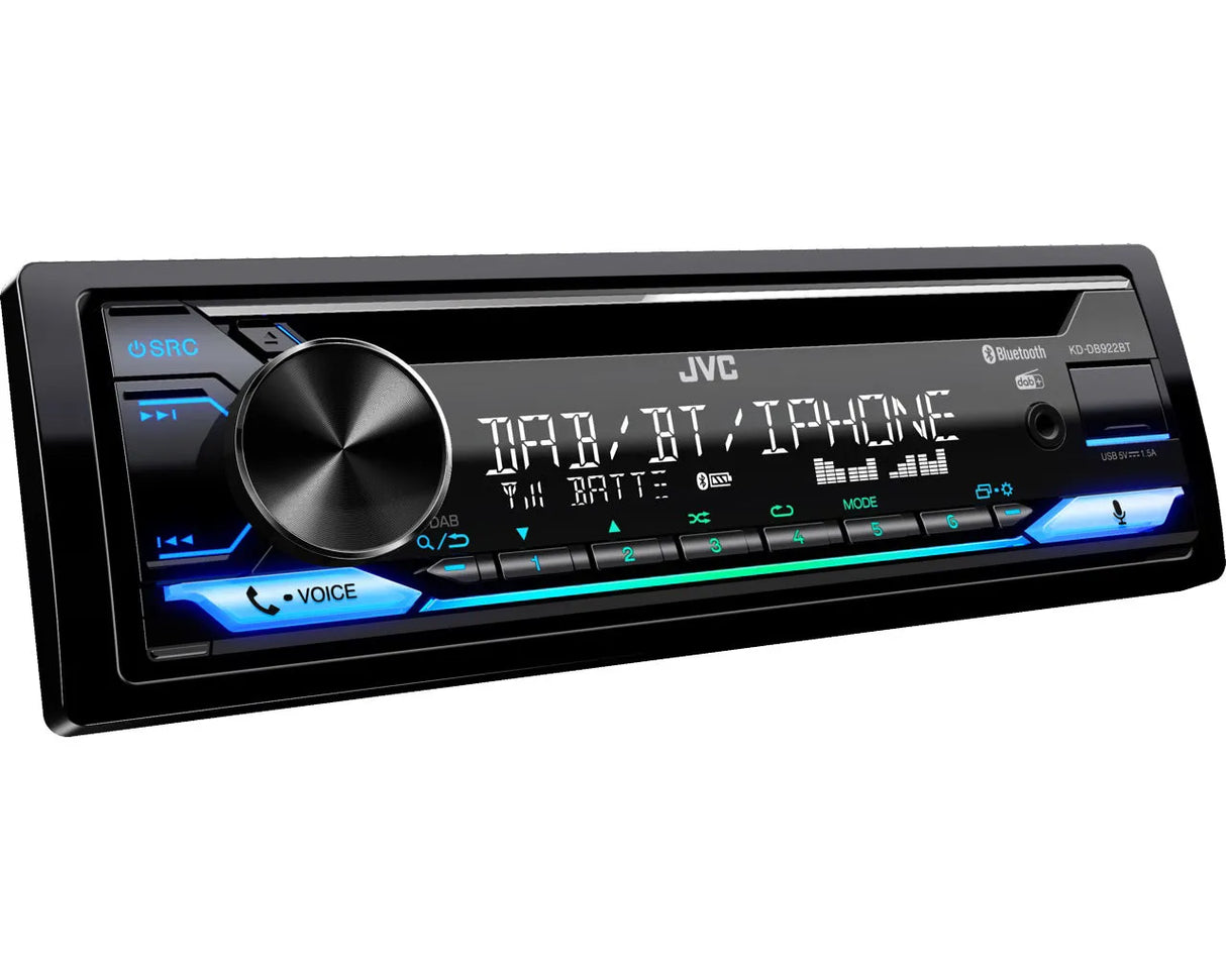 JVC, KD-DB922BT CD/USB MP3/WMA automagnetola su AUX įėjimu - Mėlynai apšviesti mygtukai ir valdymo ratukas
