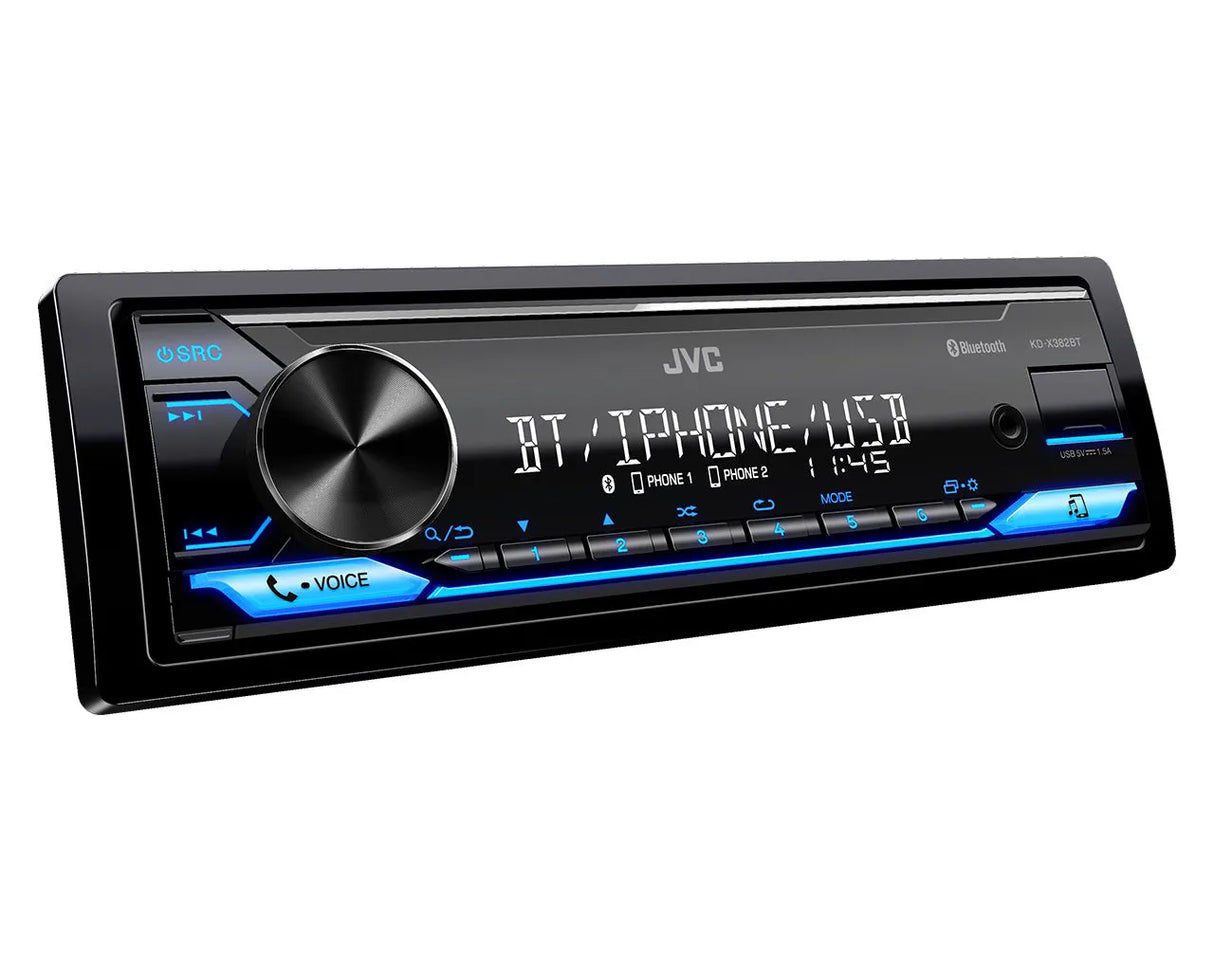 JVC, KD-X382BT USB MP3 magnetola su AUX įėjimu, Bluetooth - Mėlyni mygtukai ir apšviestas ekranas