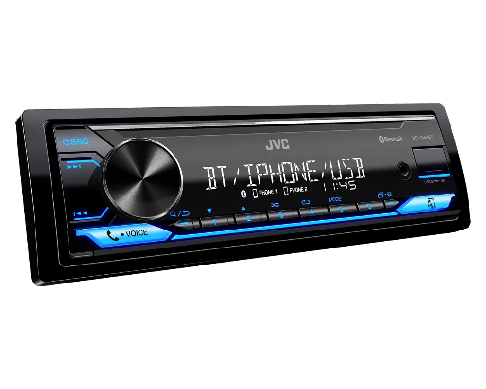 JVC KD-X382BT, automobilinė magnetola - Didelis valdymo ratukas ir mėlynai apšviesti mygtukai