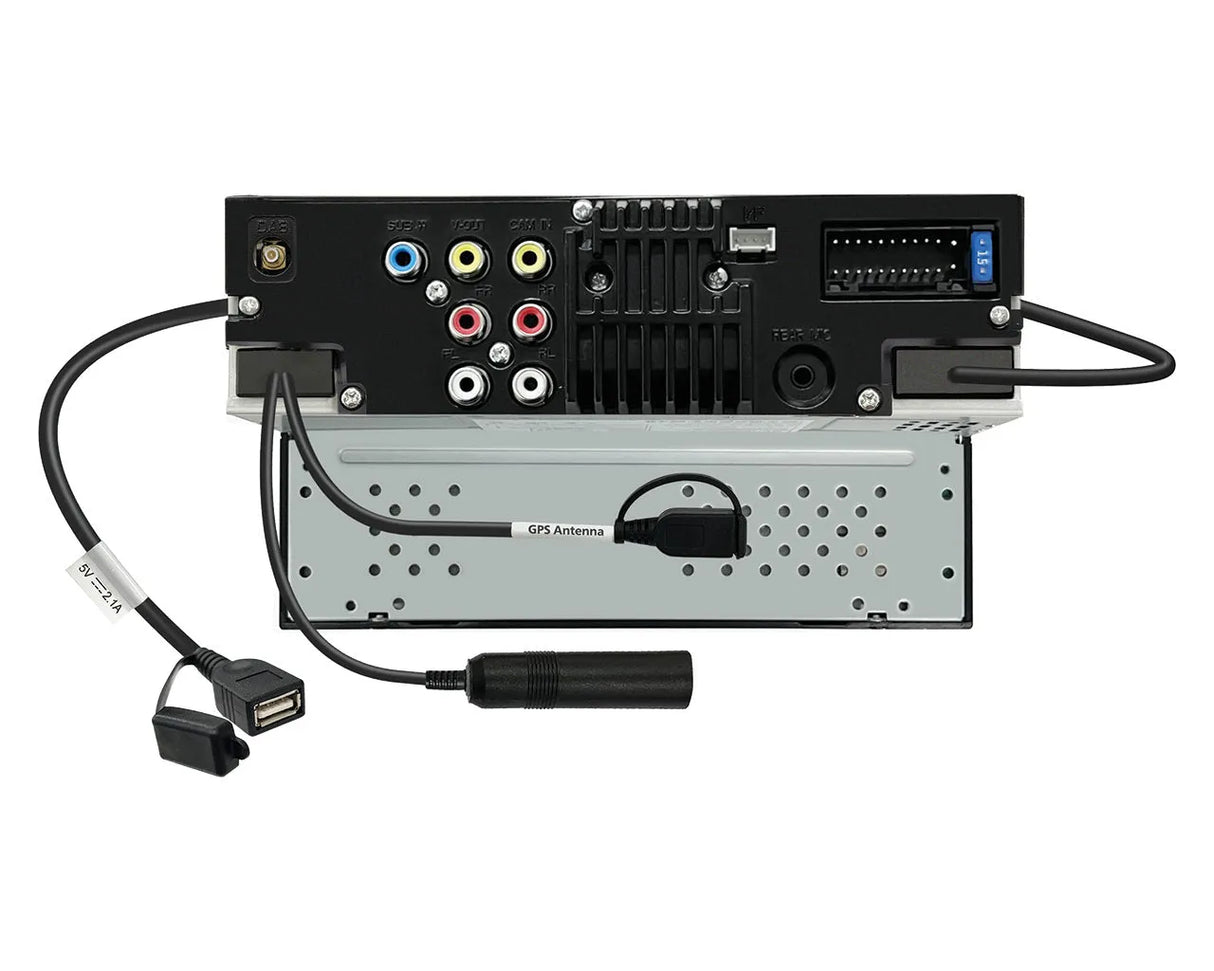 JVC, KW-M695DBW 2-DIN AV grotuvas su 6.8" ekranu, Bluetooth - Galinė panelė su jungtimis ir laidais