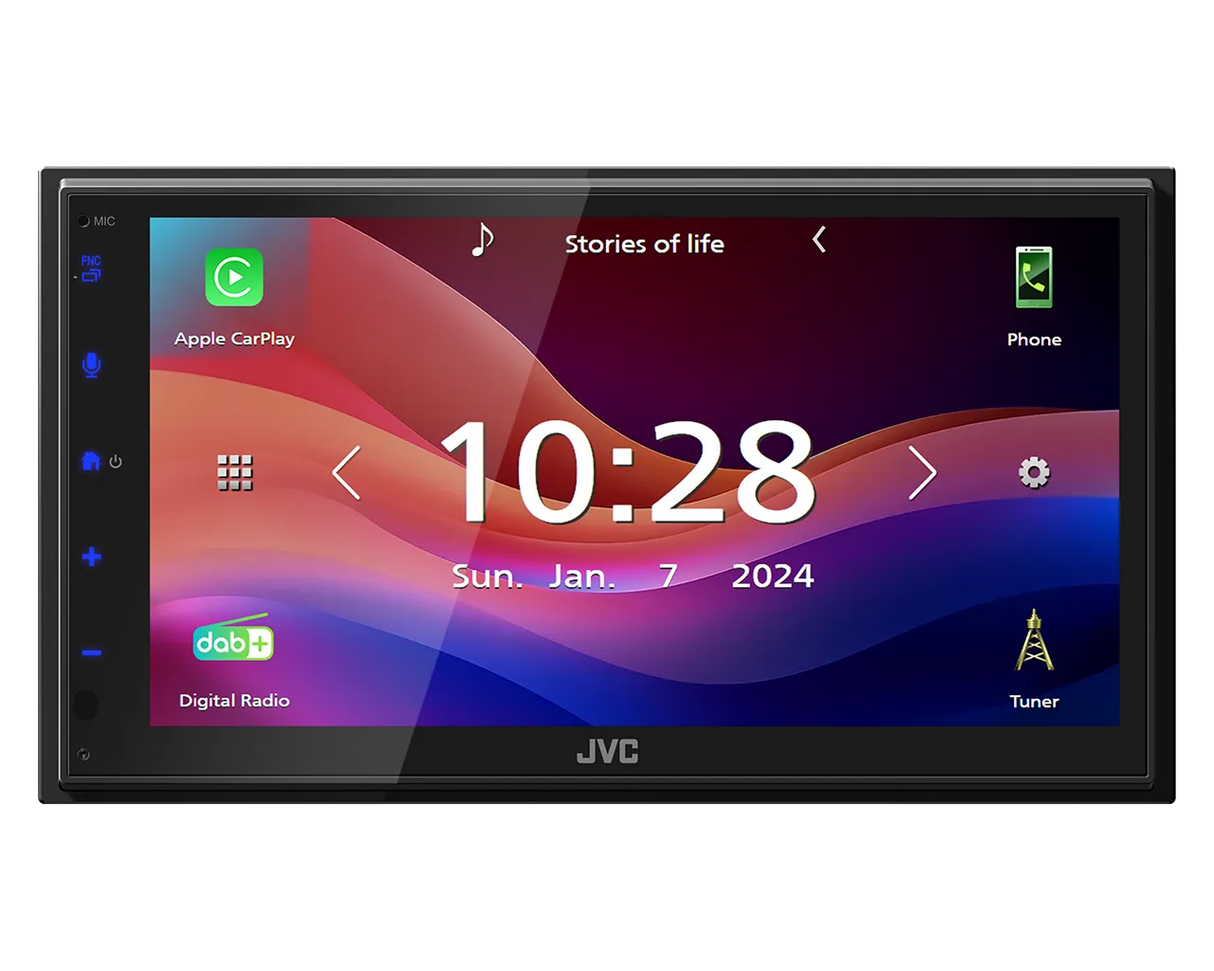 JVC KW-M695DBW, 6.8" multimedija su belaidžiu Apple CarPlay ir Android Auto - Ekranas su laikrodžiu ir piktogramomis