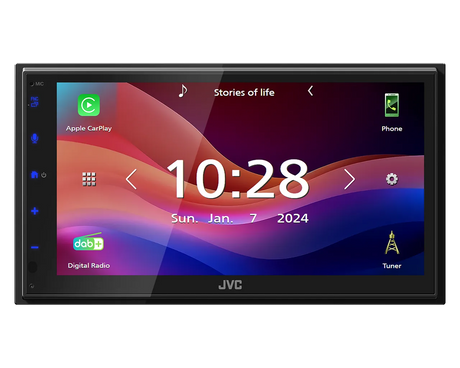 JVC KW-M695DBW, 6.8" multimedija su belaidžiu Apple CarPlay ir Android Auto - Ekranas su laikrodžiu ir piktogramomis