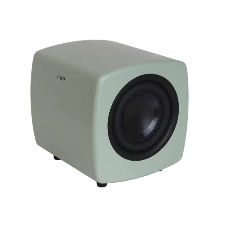 Jamo Cube Subwoofer, aktyvi žemų dažnių kolonėlė - Priekinis dešinysis kampas, garsiakalbis matomas