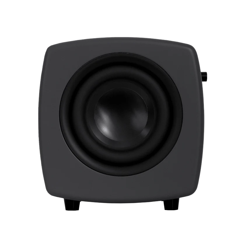 Jamo Cube Subwoofer, aktyvi žemų dažnių kolonėlė - Juodas priekinis garsiakalbis su kojelėmis