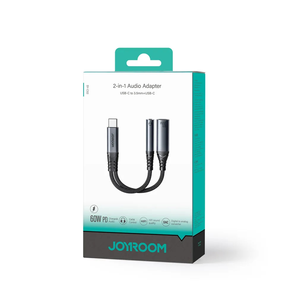 Joyroom Audio adapteris USB-C į 3.5 mm AUX + USB-C