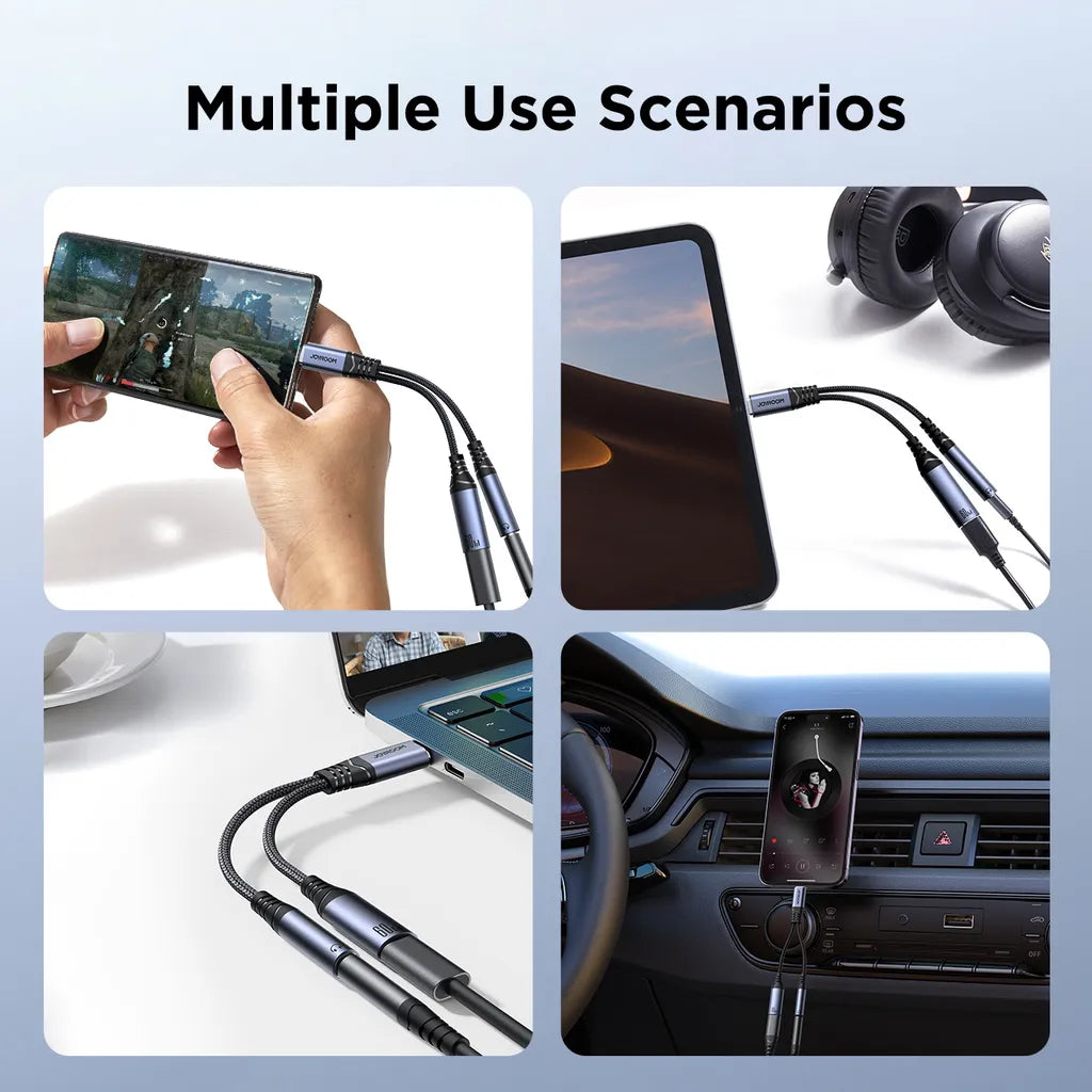 Joyroom Audio adapteris USB-C į 3.5 mm AUX + USB-C