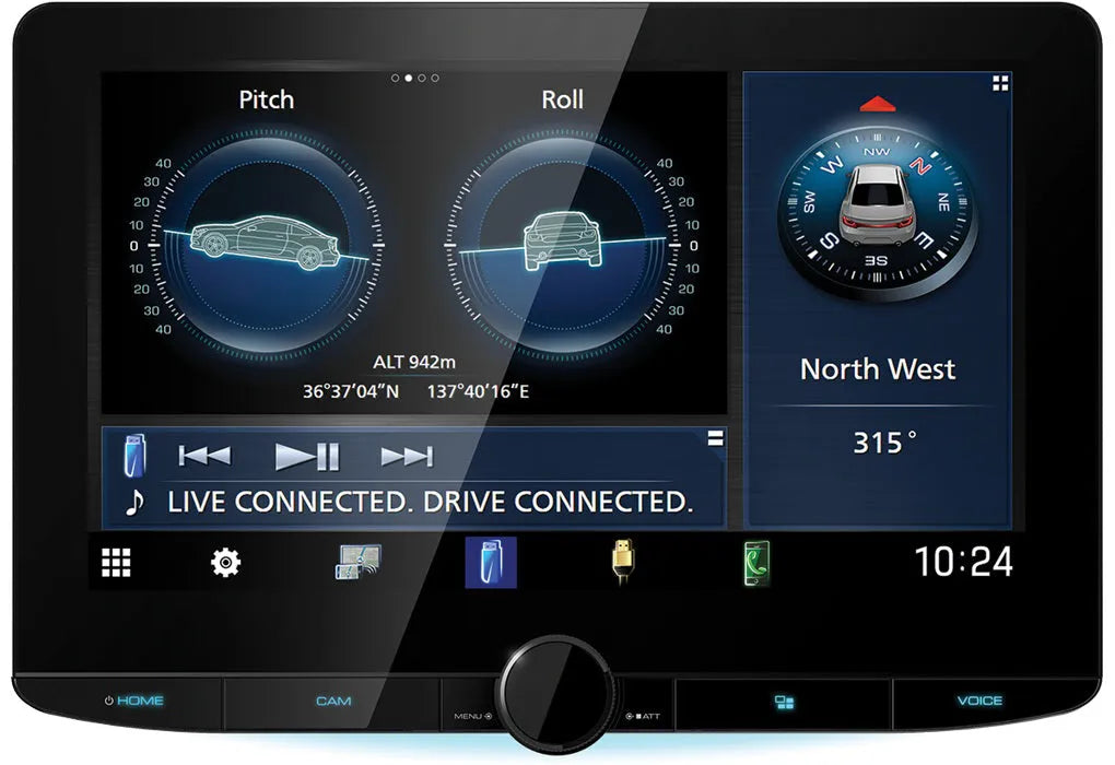 KENWOOD, DMX9724XDS 1-DIN AV grotuvas su 10.1" ekranu, Bluetooth - Navigacijos ir automobilio kampų rodymas