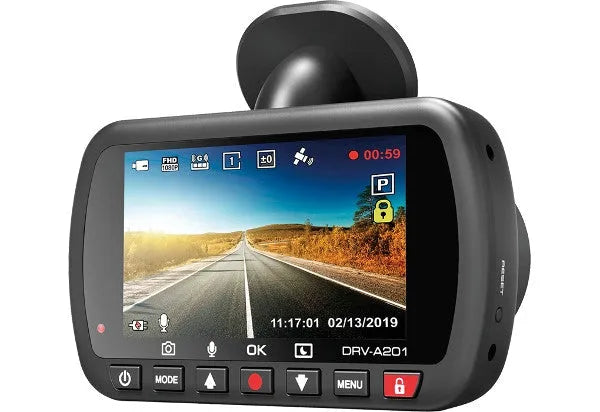 KENWOOD DRV-A201, vaizdo registratorius - priekinės kameros ekranas su kelio vaizdu