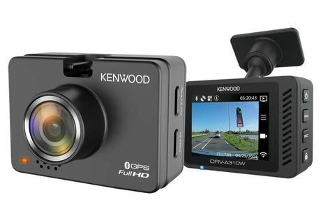 KENWOOD, DRV-A310W, vaizdo registratorius - šoninis vaizdas su ekrano ir mygtukais