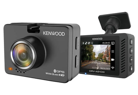 KENWOOD, DRV-A510W, vaizdo registratorius - šoninis vaizdas su jungtimis ir mygtukais