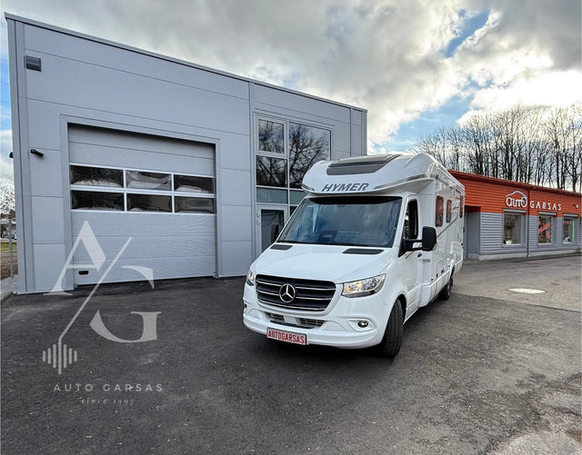Kemperis Mercedes Hymer, garso aparatūra, saulės baterija, kondicionierius 2025m