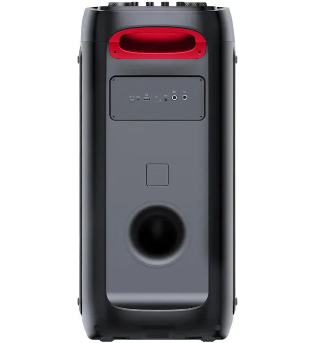 Kenwood AS-P400BT belaidė, nešiojama vakarėlio kolonėlė - galinė panelė su jungtimis ir rankena