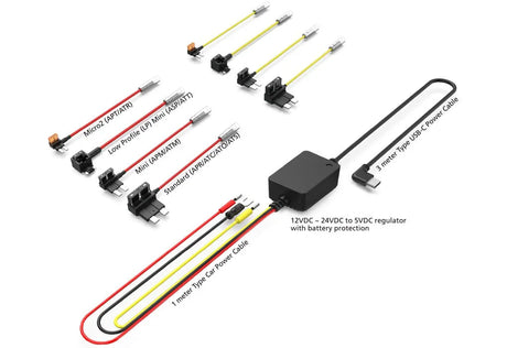 Kenwood, CA-DR1130, priedas registratoriui DRV-A... - Įvairių tipų saugiklių adapteriai ir maitinimo blokas