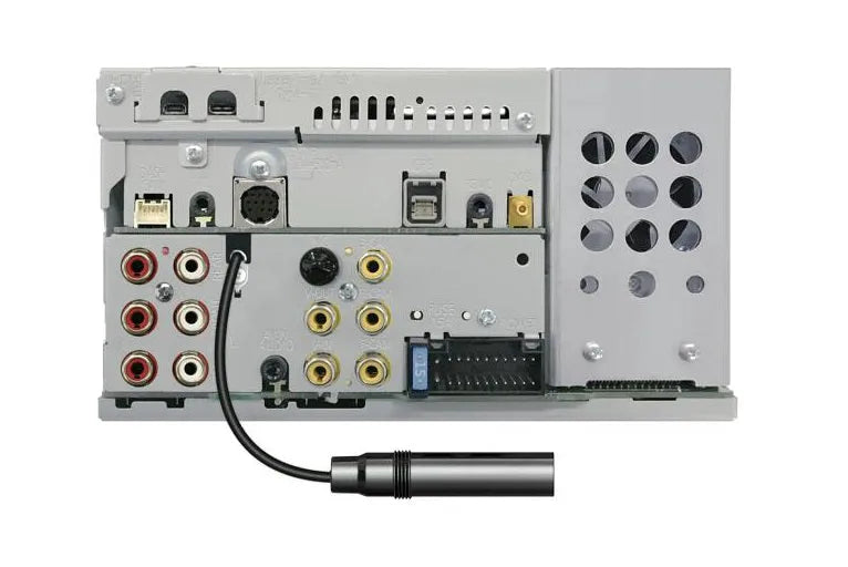 Kenwood, DMX-8021DABS 2-DIN WIFI multimedija, Bluetooth, USB - galinė panelė su daugybe jungčių ir laidu