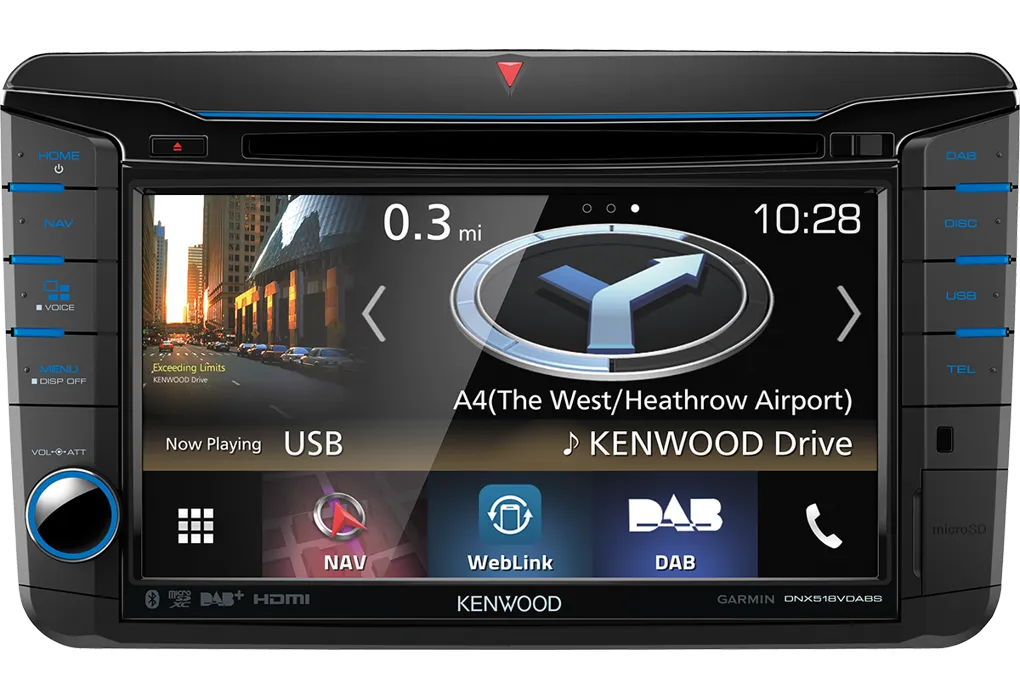 Kenwood DNX518VDABS, multimedija - Šoninė panelė su mygtukais ir jungtimis