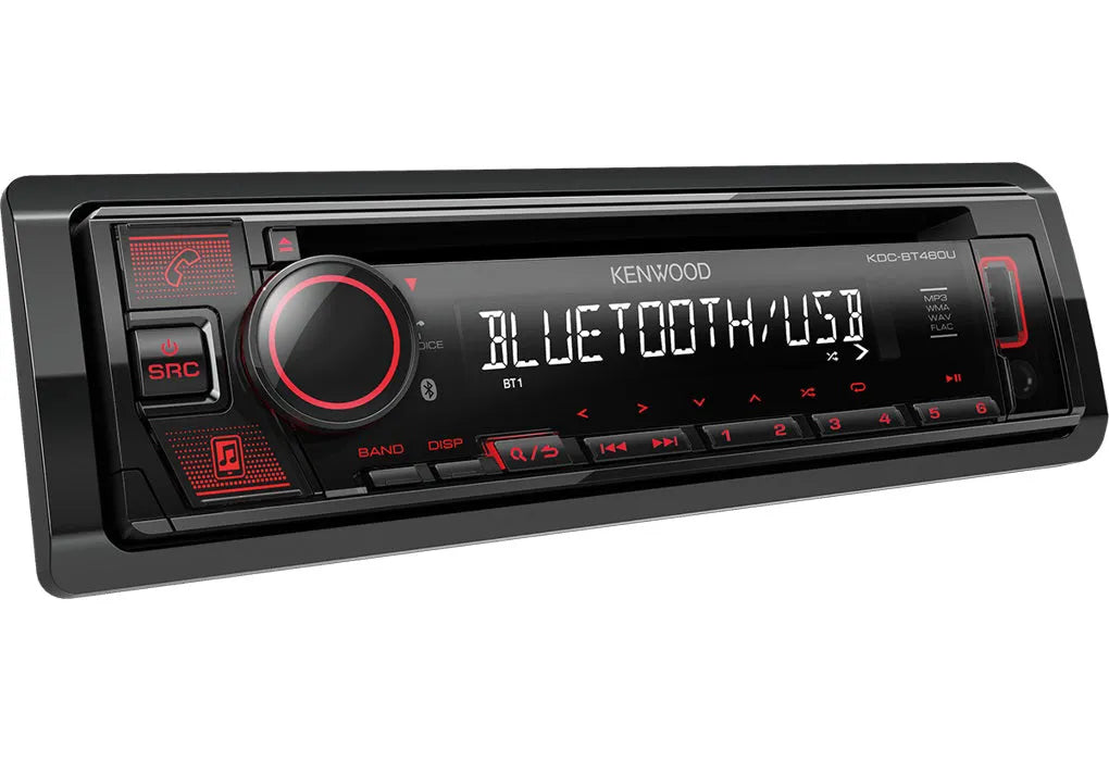 Kenwood, KDC-BT460U CD/USB MP3/WMA automagnetola su AUX įėjimu - Valdymo mygtukai ir ekranas iš arti
