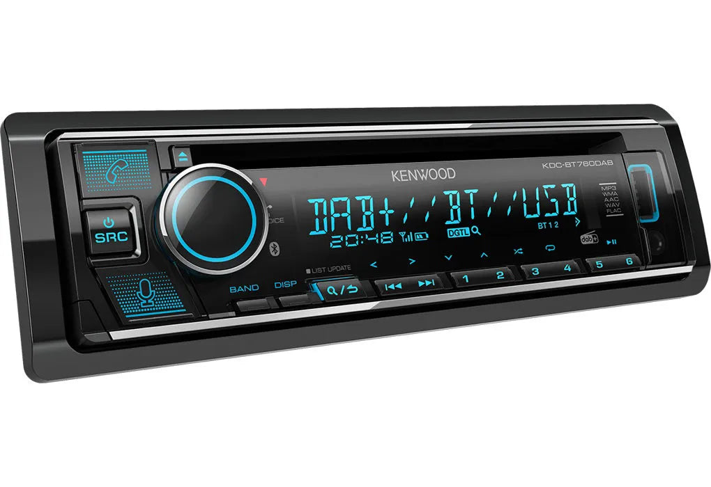 Kenwood, KDC-BT760DAB CD/USB MP3/WMA automagnetola su AUX įėjimu - Mėlynos spalvos apšvietimo mygtukai ir ekranas