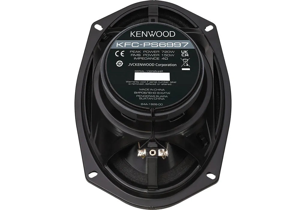Kenwood, KFC-PS6997, 15x23 cm /6x9" 5-juostų koaksialiniai garsiak - Garsiakalbio galinė pusė su etiketėmis