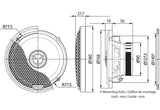Kenwood, KFC-X1741, 17 cm /6.75" 3-juostų koaksialiniai garsiakal - matmenys ir montavimo schema