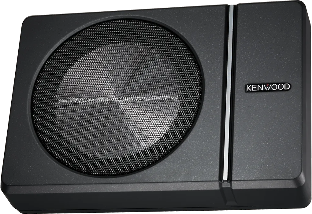 Kenwood KSC-PSW8, Aktyvus subas 250W - grotelės su logotipu ir šoninė juosta