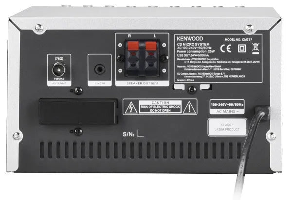 Kenwood, M-7000S-S muzikinis centras, sidabr. sp. - galinė panelė su jungtimis ir laidu