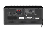 Kenwood, M-9000S-B muzikinis centras, juoda sp. - galinė panelė su jungtimis ir etiketėmis