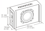 Kenwood PA-W801B, Aktyvus subas 400W - matmenys ir jungčių panelė iš šono