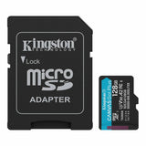 Kingston Canvas Go! Plus 128GB microSD, atminties kortelė, 200/100 MB/s - microSD kortelė su adapteriu šalia