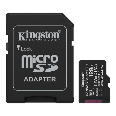 Kingston Canvas Select Plus 128 GB microSD, atminties kortelė, 150 MB/s