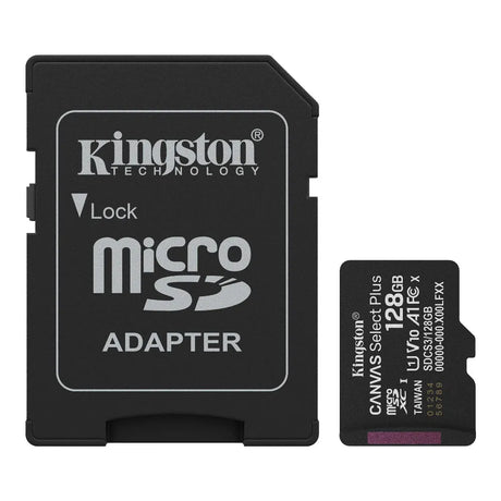 Kingston Canvas Select Plus 128 GB microSD, atminties kortelė, 150 MB/s