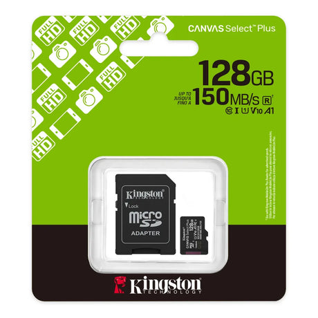 Kingston Canvas Select Plus 128 GB microSD, atminties kortelė, 150 MB/s
