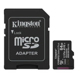 Kingston Canvas Select Plus 64 GB microSD, atminties kortelė, 100 MB/s - atminties kortelė ir adapteris šalia