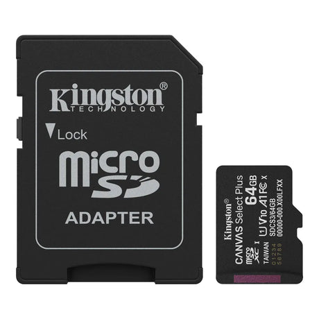 Kingston Canvas Select Plus 64 GB microSD, atminties kortelė, 100 MB/s