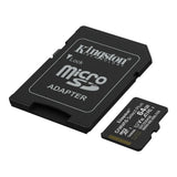 Kingston Canvas Select Plus 64 GB microSD, atminties kortelė, 100 MB/s - microSD kortelė su adapteriu iš arti